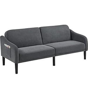 Yaheetech Convertible Sofa Bed Sofas for Living Room Upholstered Modern Convertible Folding Futon Sofa Bed Convertible Futon with Adjustable Split Back,Gray