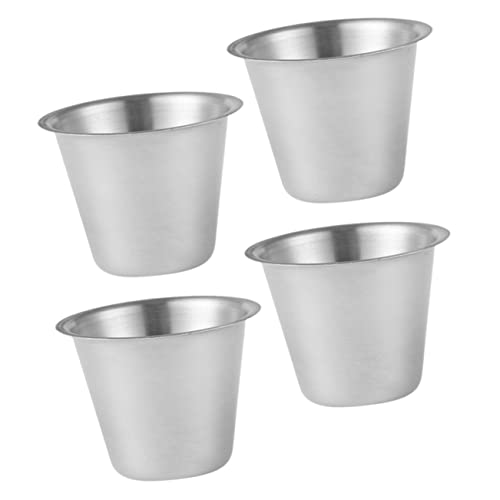 SOLUSTRE 1set Stainless Steel Sauce Cups Condiment Holders for Kitchen Use Lightweight and Compact Sauce Containers for Restaurants and Home Cooking 4pcs