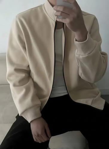 Image of SMOWKLY Men's Winter Bomber Jacket | Premium Solid Casual Jacket for Men | High Neck Zip-Up Jacket | Full Sleeve Warm Winter Wear | Stylish Regular Fit Lightweight Windproof Outerwear with Pockets