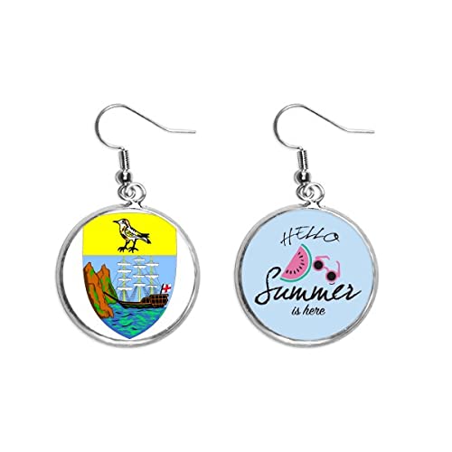 Pendientes de sandía ligeros con el emblema nacional de Santa Elena africana