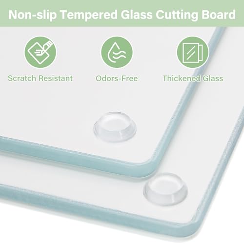 Set de 2 tablas de cortar de vidrio templado con diseño floral miniatura 3