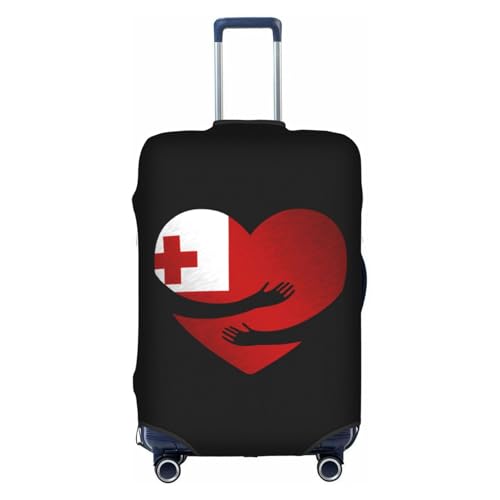 Travel Luggage Cover Tonga Flag Heart Fashion Washable Baggage Suitcase Protector Fit For Luggage X-Large