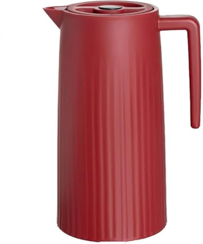 Juxkov、保温ポット、ティーポット、コーヒーポット、魔法瓶、ポット、保温、卓上ポット、保温杯、ガラス瓶、保冷、広口、真空断熱構造、ホットとコールドデュアル使用保温卓上ポット、72 時間保温、24 時間保冷、開閉簡単、おしゃれ、家庭用、業務用、レッド