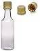 PELLAH GOODS 50 ml (1.7 oz) Clear Mini Liquor Bottle with Tamper Evident Cap, Pack of 14 Small Plastic Bottles and Lids (Gold)