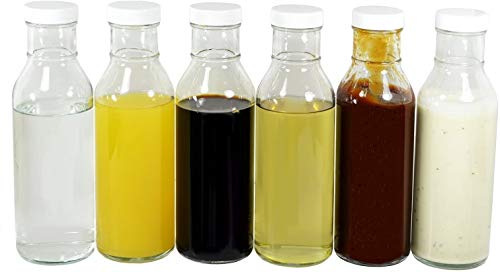Nicebottles Clear Glass Beverage/Sauce Bottles, 12 Oz, Black Caps - Case Of 12 #TOP1