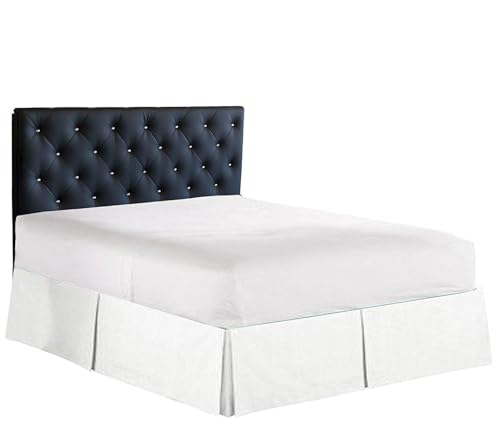 Elegance Linen Luxury 1500 Thread Count Wrinkle & Fade Resistant Egyptian Quality Bed Skirt / Dust Ruffle - Pleated Tailored 14inch Drop, Queen, White