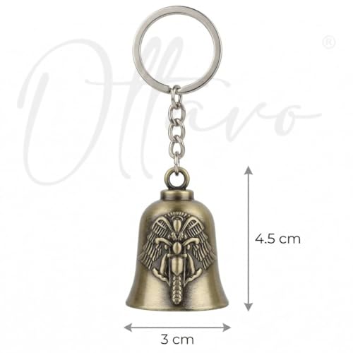 Image of OTTAVO Guardian Bell Keychain, Oxidized Copper, Tibetan Style, 5 cm Height, Good Luck Charm