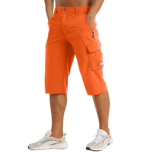 Kurze Hosen Herren, 3/4 Hose Herren Cargo Stretch Casual Dreiviertel Hose Cargo Shorts Kurz Mit Taschen Caprihose Baumwolle Sommer Kurze Hosen Outdoodr Sport Bermuda Shorts Sommerhose