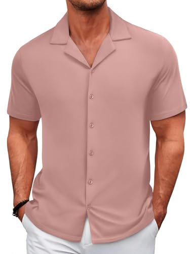 COOFANDY Men's Casual Shirts Short Sleeve Button Down Shirts Wrinkle Free Summer Shirt