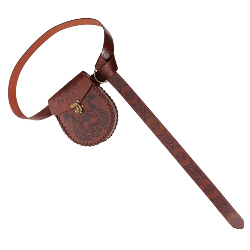 1set Medieval Embossed Pu Belt Bag for Halloween Cosplay Includes Retro Viking Belt Pouch for Renaissance Festivals and Role-playing Events