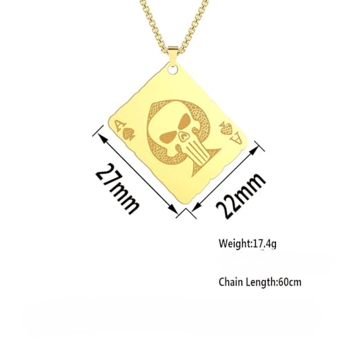 Collier as de pique argent 925 bijou carte à jouer look rock