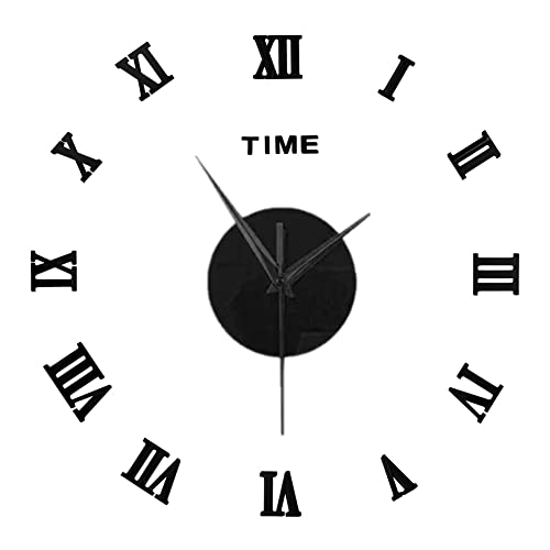 JAWSEU Horloge Murale 3D, Modern DIY Grande Horloge Murale sans Cadre Horloge Murale Stickers 3D Bricolage Mur Horloge Mute Autocollant pour Bureau Hôtel Décoration de La Maison