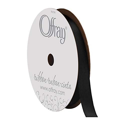 Image of Berwick Offray 072035 3 /8 inch Wide Single Face Satin Ribbon, Black, 6 Yds