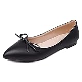  Klarmar Ballerine Plates Chaussures Pointu Femme A Enfiler Dolly Chaussures Sequins Bride Mariage Confort Ballerina Slippers Bowknottie Noir Taille 35 EU/22.5CM