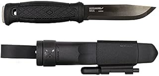 Morakniv Garberg Carbon Steel Full-Tang Fixed-Blade Survival Knife with Sheath and Fire Starter, Black, 4.3 Inch