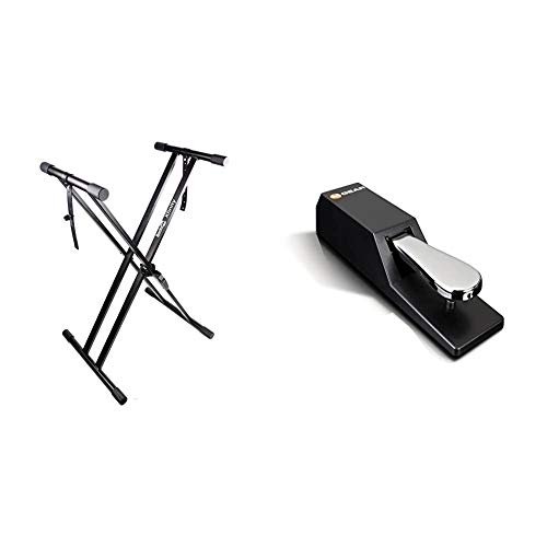 RockJam Piano Keyboard Stand with Locking Straps & M-Audio SP 2 | Universal Sustain Pedal with Piano Style Action for MIDI Keyboards, Digital Pianos & More