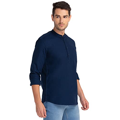 Image of Parx Men's Pure Cotton Solid Pattern Slim Fit Semi Cutaway Collar Full Sleeve Casual Shirt
