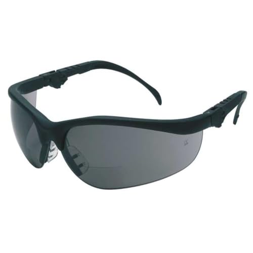Image of Crews K3H15G Klondike Plus Magnifier Polycarbonate Bi-Focal Lens Glasses with Black Frame and 1.5 Diopter Gray Lens, 1-Pair | Black nylon frame, Nylon spatula temples, Half-frame design, Soft nose pads, Telescoping temples