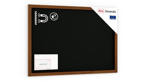 ALLboards Tableau à Craie Noir Magnétique avec Cadre en Bois Laqué 100x80cm, Tableau pour Ecrire