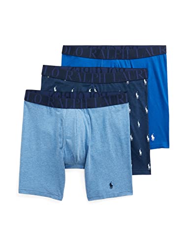 Image of POLO RALPH LAUREN Underwear Boxer Brief, 3-Pack, Stretch Classic Fit, Moisture Wicking Pouch, Regular, Trunk & Long Leg