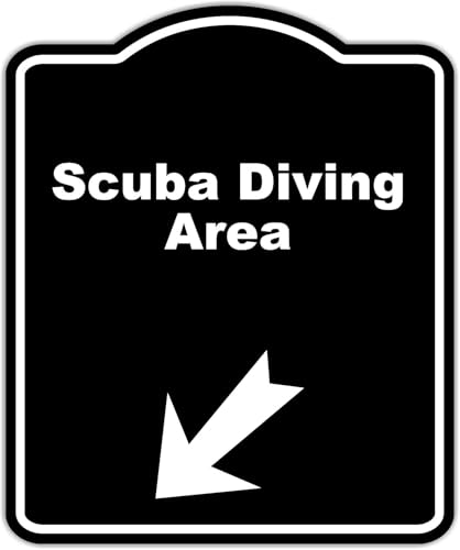 Scuba Diving Area Black Sign Arrow Down Left Aluminum Composite Sign 15 x 18 inches