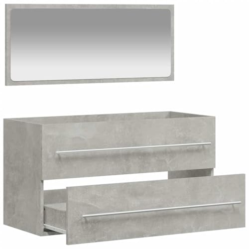 Muebles de baño completos con espejo y armario en madera gris 5