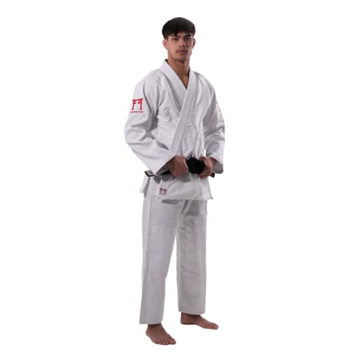 FightingFilms Kimono de judo 100% algodón 500Gr Red Label, blanco, 160 cm