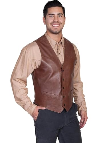 Image of Scully Men's Lambskin Leather Western Vest Chocolate 54 R