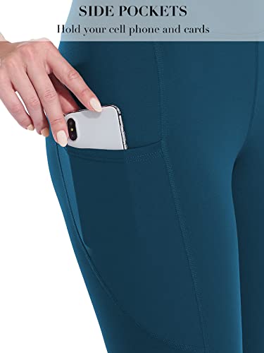 Image of Sociala High Waist Yoga Shorts with Pocket Compression Leggings Tummy Control Yoga Pants.