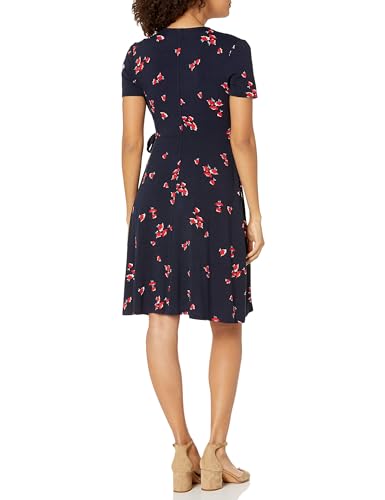 Image of Amazon Essentials Women's Short Sleeve Faux-Wrap V Neck Dress