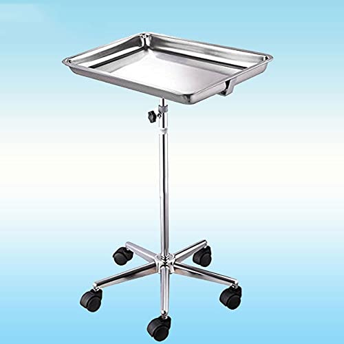 Vassoio in acciaio inox Mayo – altezza regolabile grande strumento medico chirurgico rack con ruote