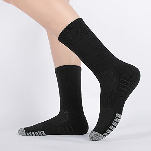 PULIOU Mens Socks Wicking Breathable Cushion Crew Socks,Hiking Walking work socks 6 Pairs