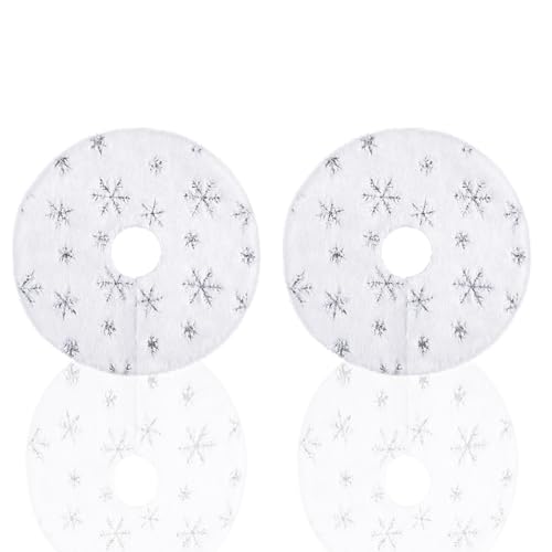 GXGM Manta para árbol de Navidad, falda de árbol de Navidad de felpa blanca, manta para árbol de Navidad con alfombra de lentejuelas de copo de nieve, redonda (38 cm)