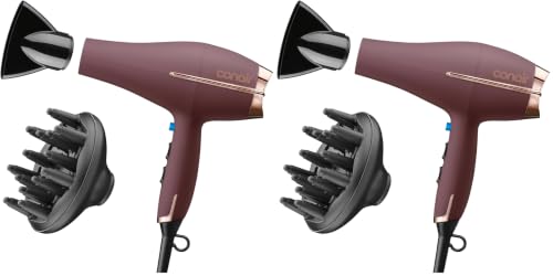 Image of Infiniti PRO by CONAIR Hair Dryer, 1875W Blow Dryer with Diffuser and Concentrator Attachments, AC Motor with Ceramic Technology, 3 Heat & 2 Speed Settings, Plum (Pack of 2)