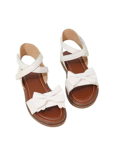 Verdusa Girl's Cute Bow Sandals Open Toe Summer Vacation Leather Flat Sandals