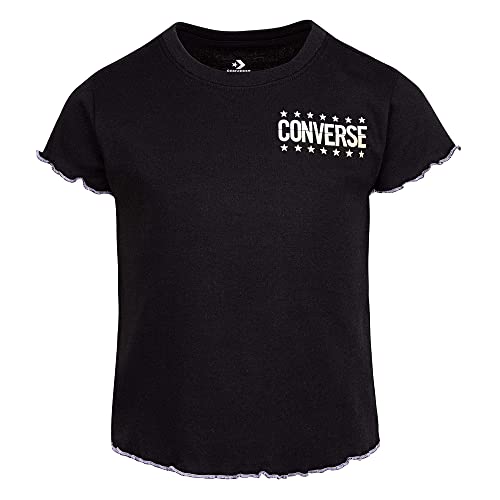 Converse Girl's Babydoll Wordmark Top (Little Kids) Black 5 Little Kid