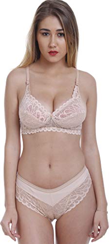 Image of FIMS - Fashion is my style Women's Girls Bra & Panty Set for Women-Crafted Out of (4 Way) Lycra Smooth Silky Fabric Bra Panty Set Lingerie Lingerie Set Bra Panty Set for Women Pack of 1 Set