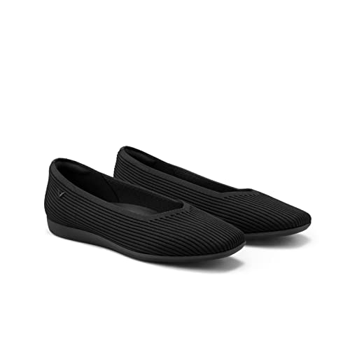 VIVAIA Margot Walker Women's Lightweight Square Toe V Cut Slip on Washable Casual Flats Black
