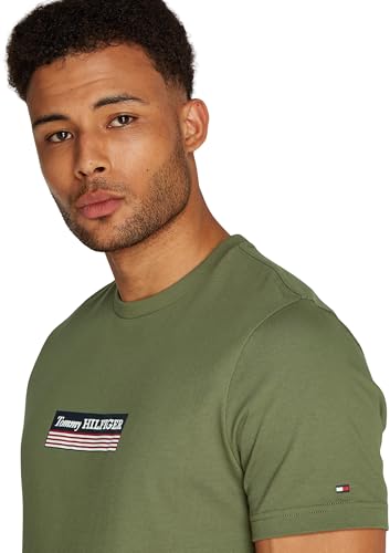 Tommy Hilfiger Herren T-Shirt Kurzarm Box aus Baumwolle, Grün (Battle Green), XXL – Ansicht 3