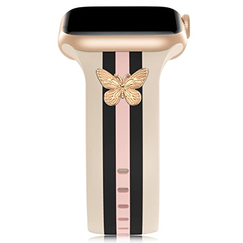 Designer Band with Charms Decor Compatible with Apple Watch Band 38mm 40mm 41mm 42mm 44mm 45mm 46mm...