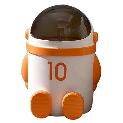 Poubelle rangement simple et moderne avec couvercle orange en plastique design cartoon