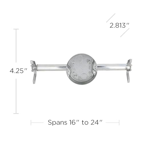 RACO RETRO-BRACE 936 1.5-in. Deep Ceiling Fan Box for Old Work 2.5-in. Knockouts, Old Work Electrical Box, Adjustable Brace, and Mounting Bracket for Ceiling Light Fixtures & Chandelier Fans