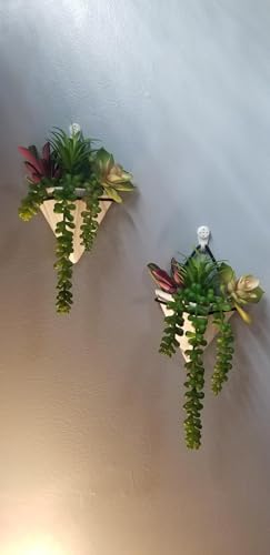 PUDDING CABIN 2 Pack Small Wall Succulent Planters Black-White Wall Decor Geometric Triangle Hanging Planters 4Inch Succulents Pots for Cactus, Air Plants, for Mom