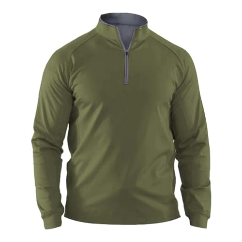 OCCOKO Sudadera Deportiva con Media Cremallera, Sudadera de Trabajo Sudadera, Moda Top Sudadera Abrigo Top Y Hombre Manga Larga Pullover (Green, S)