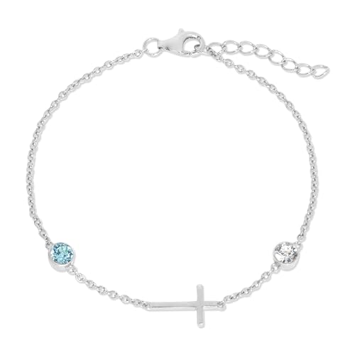 EVE'S ADDICTION 2 Silver Custom Bezel Set Cross Bracelet - Gifts for Mom
