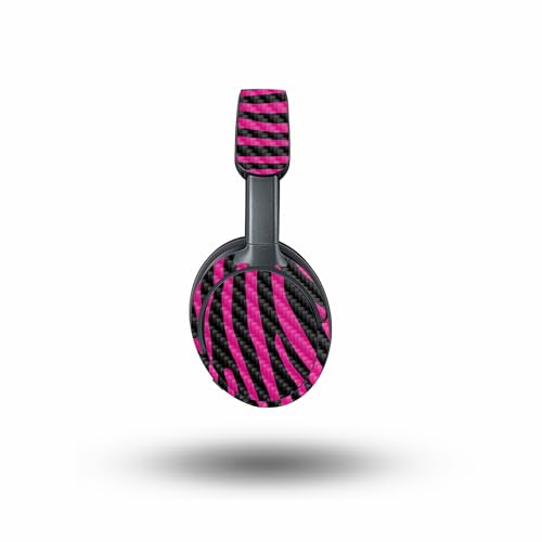 Image of MightySkins Carbon Fiber Skin Compatible with Bose QuietComfort Ultra - Pink Zebra | Protective, Durable Textured Carbon Fiber Finish | Easy to Apply