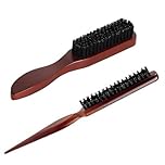 2 Pcs Boar Bristle Hair Brush, Slick Back Hair Brush Slick Back Brush, Comb and Shear Tools Comfortable Grip Easy to Carry, Suitable for Trimming and Combing Long Thick Curly Thin Thick Hair Beard