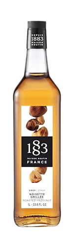 Image of 1883 Roasted Hazelnut Syrup for Coffee & Drinks, Made in France, 1 Liter Glass Bottle