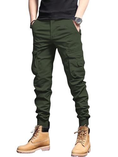 Image of Leriya Fashion Men's Cargo Pants | 6 Pocket Cotton Cargo Joggers for Men | Loose Fit Stylish Pant with Pockets | Casual Baggy Trousers & Streetwear Lower