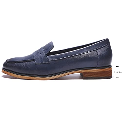 Image of Mona flying Women's Classy Leather Penny Loafer Dress Casual Slip on Flat Office Work Shoes for Ladies